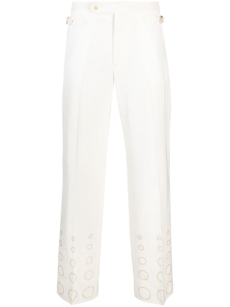 White Gradient Pearl Straight-leg Trousers