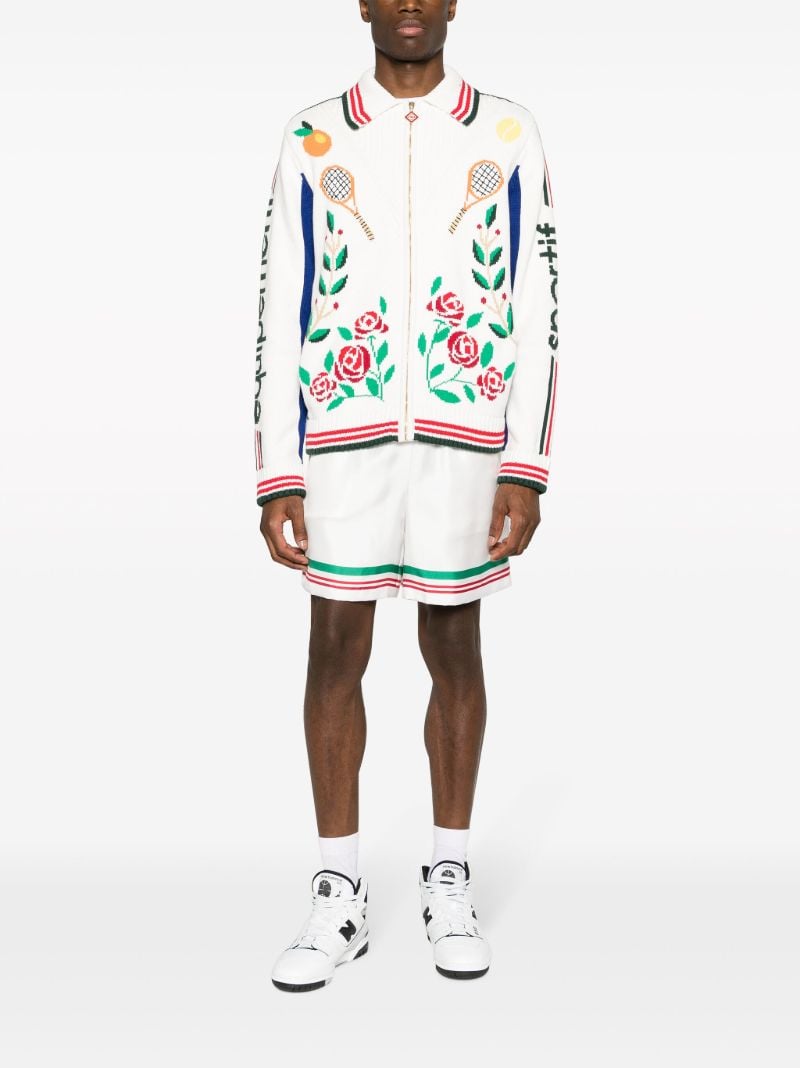 White Laurel Intarsia Cardigan