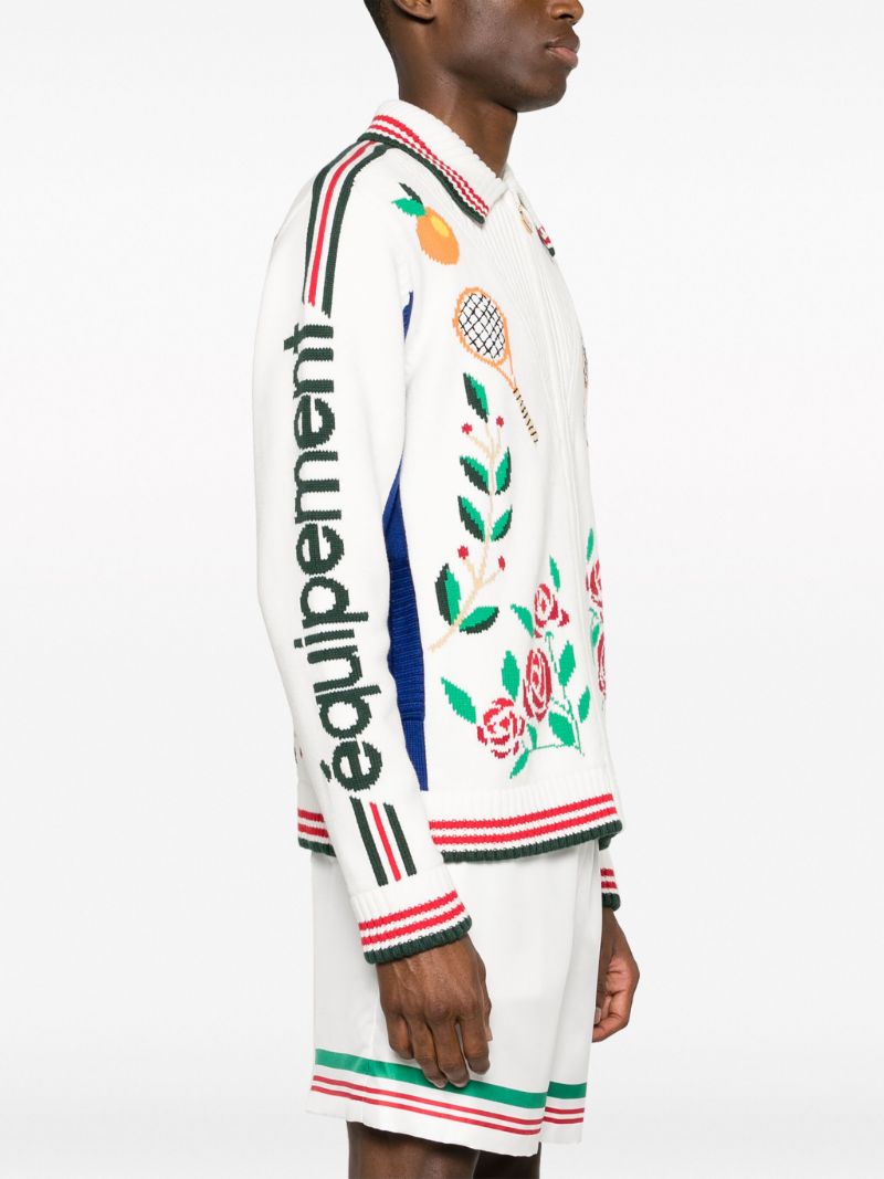 White Laurel Intarsia Cardigan