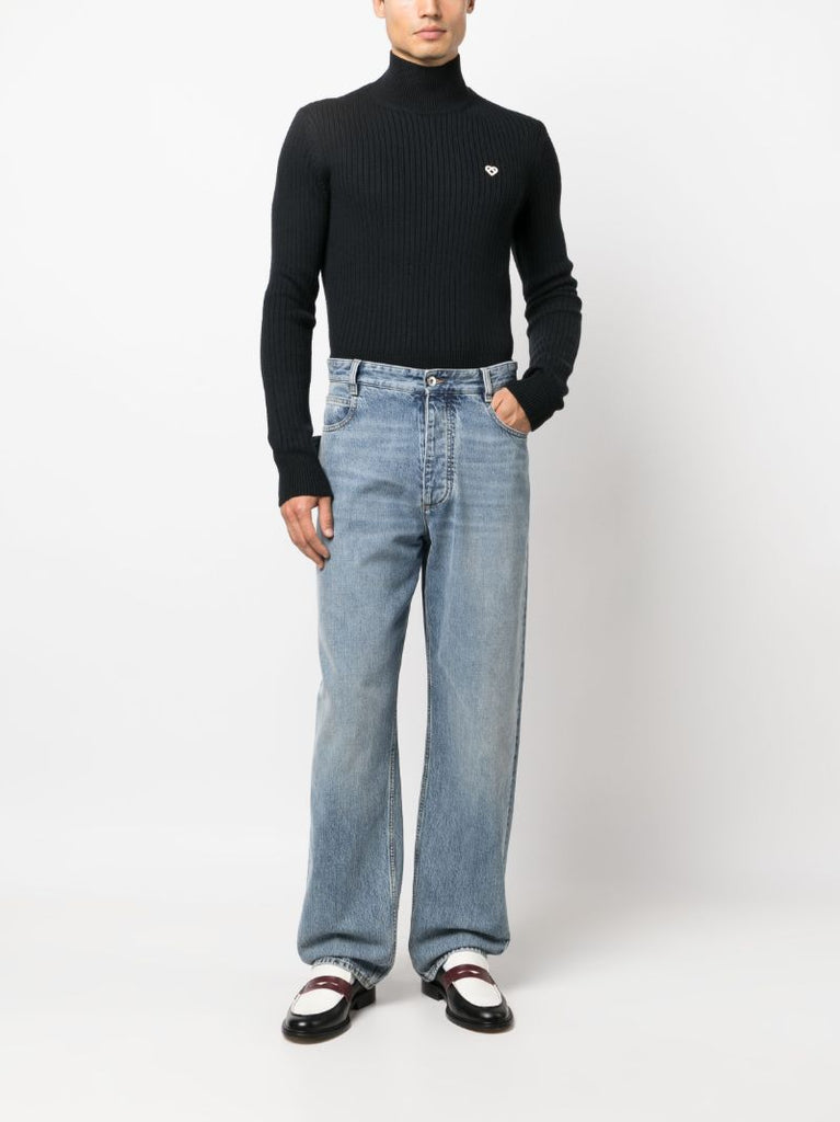 Black Ribbed Wool Sweater