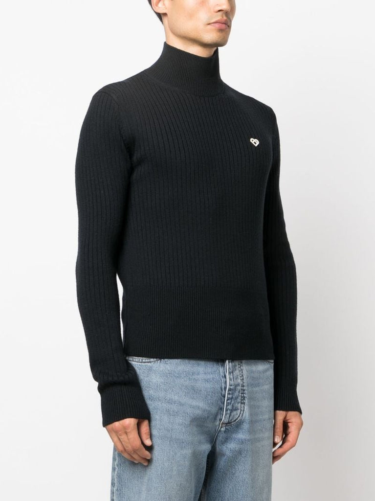 Black Ribbed Wool Sweater