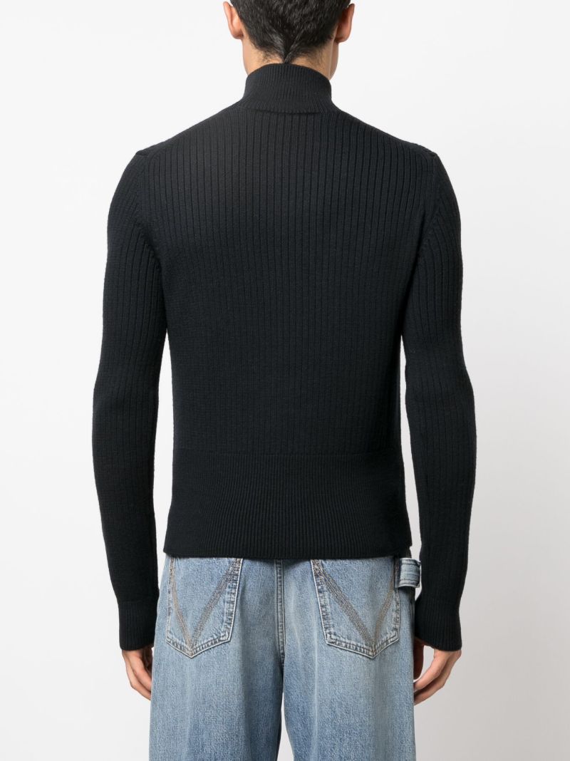 Black Ribbed Wool Sweater