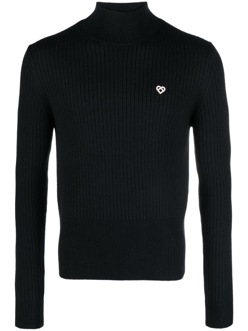 Black Ribbed Wool Sweater