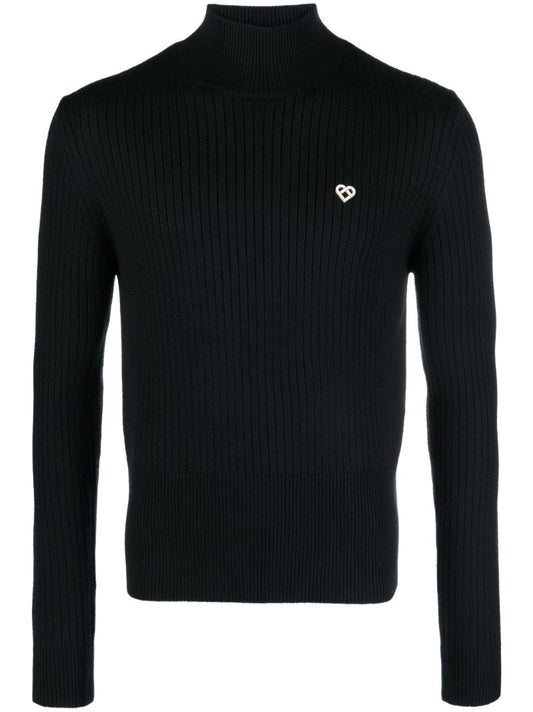 Black Ribbed Wool Sweater