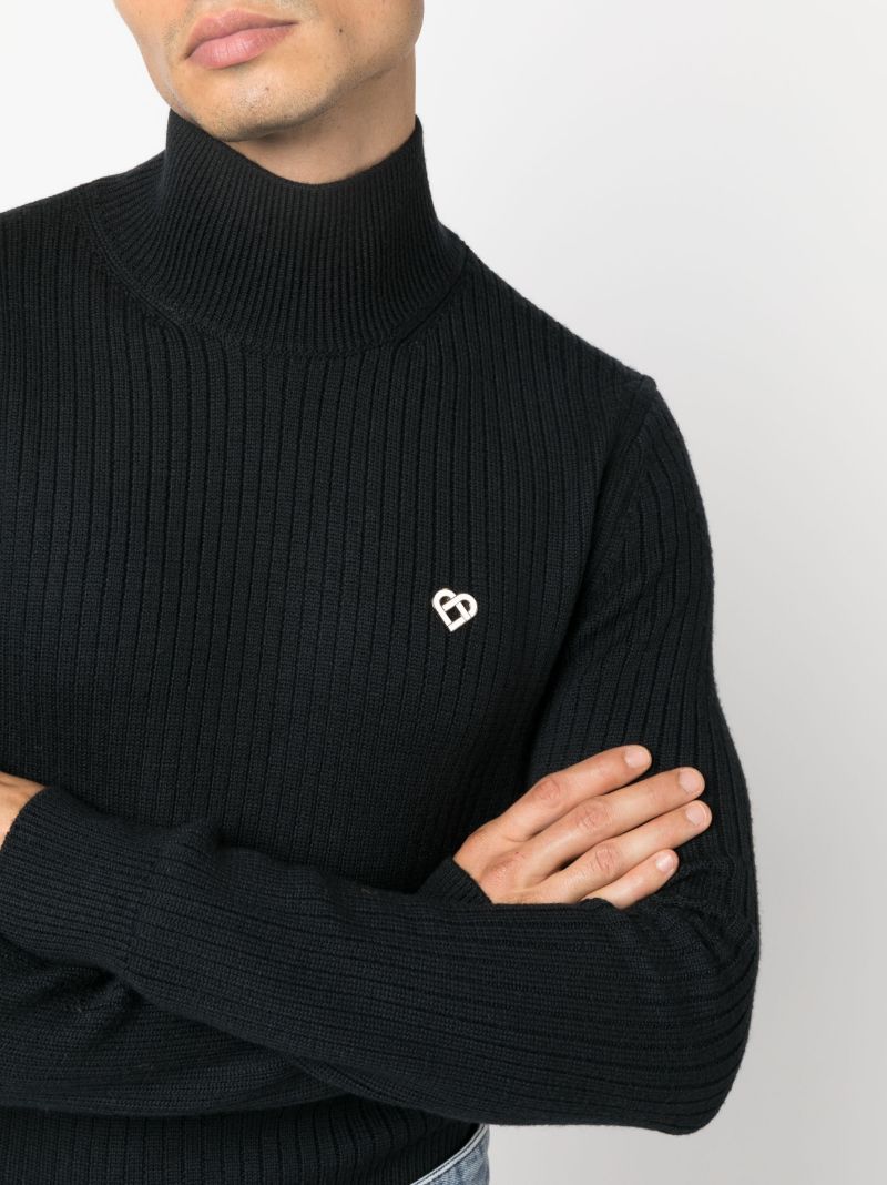 Black Ribbed Wool Sweater