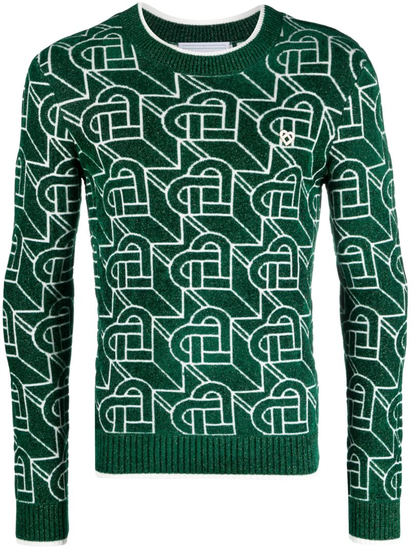 Green Heart Monogram Sweater