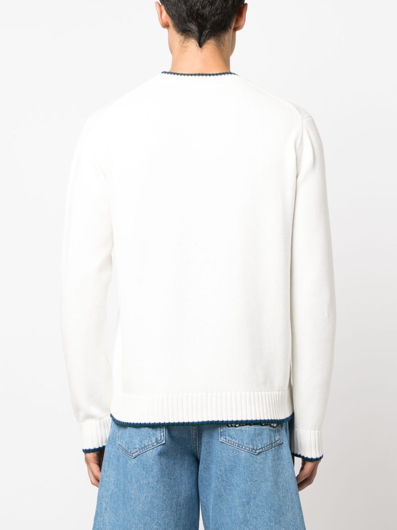 White Casa Intarsia-knit Cotton Sweater
