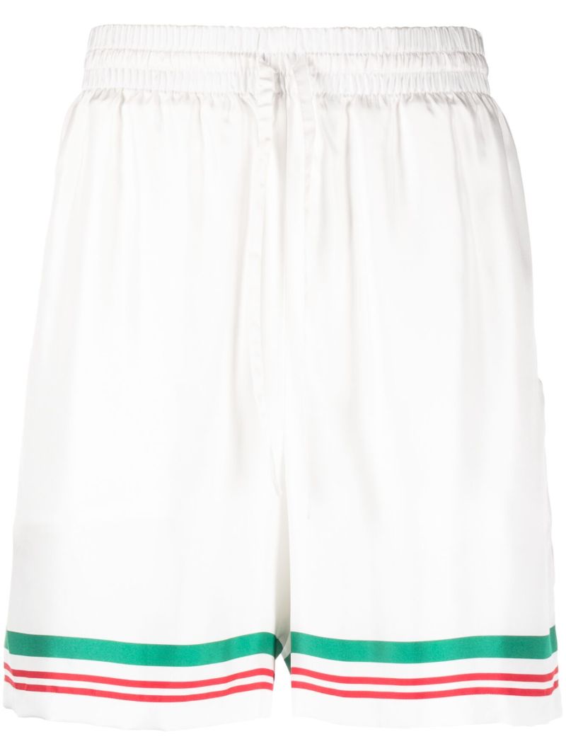 White Casa Way Silk Track Shorts
