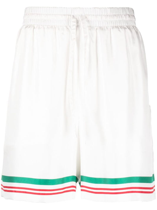 White Casa Way Silk Track Shorts
