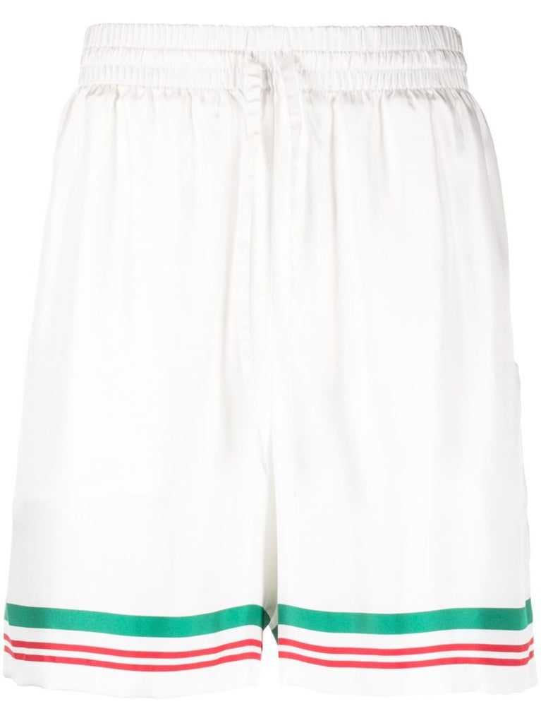 White Casa Way Silk Track Shorts