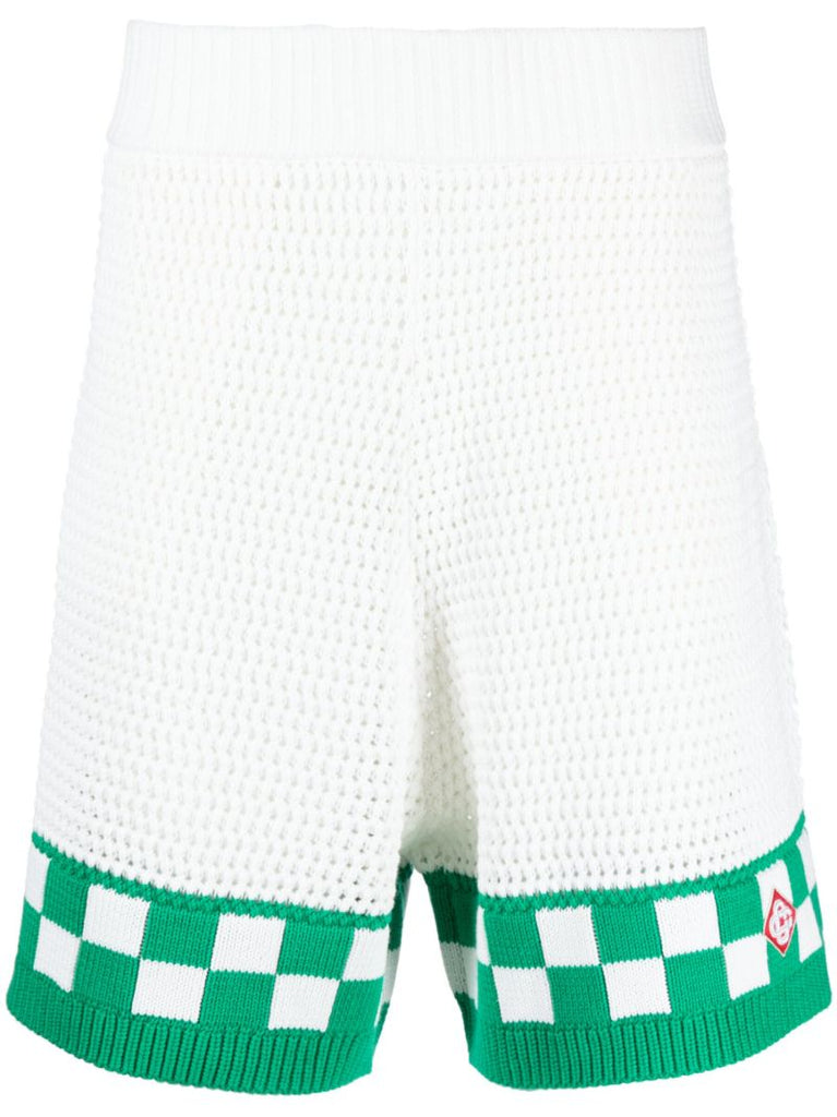 White Crochet Knit Shorts