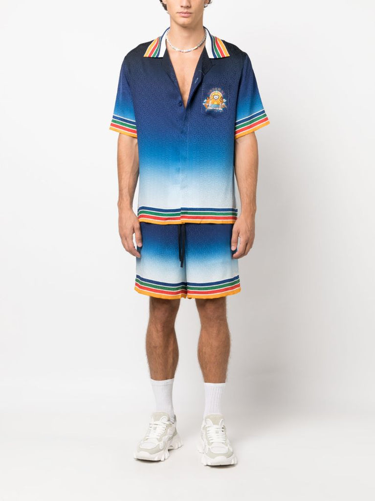 Blue Studio De Musique Silk Shorts