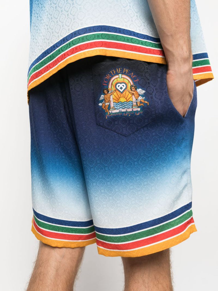 Blue Studio De Musique Silk Shorts