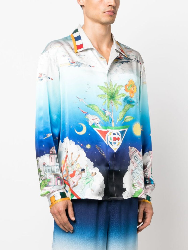 Blue Les Dimensions Silk Shirt
