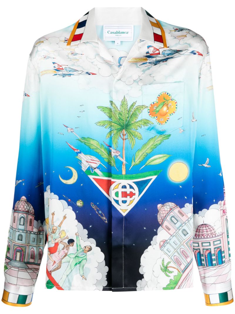 Blue Les Dimensions Silk Shirt