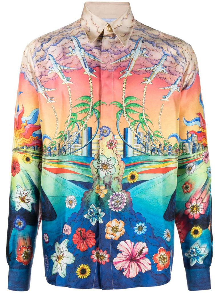 Multicolour L'envol Print Silk Shirt