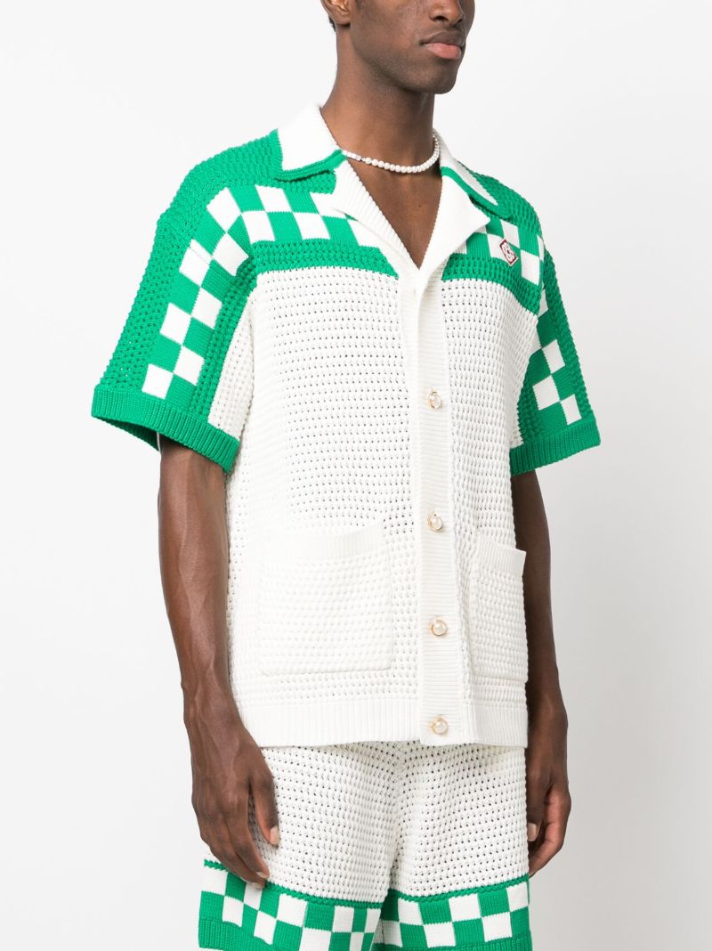 White Crochet Knit Shirt