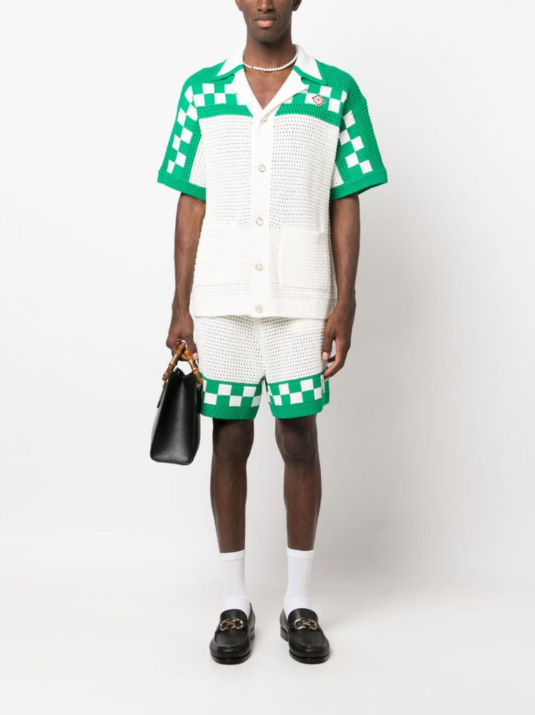 White Crochet Knit Shirt