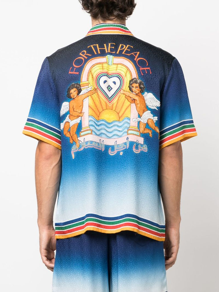 Blue Studio De Musique Silk Bowling Shirt