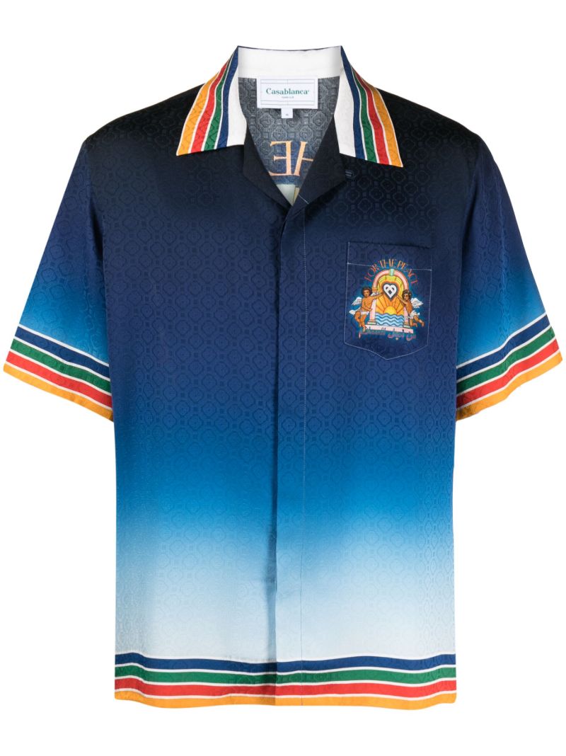 Blue Studio De Musique Silk Bowling Shirt