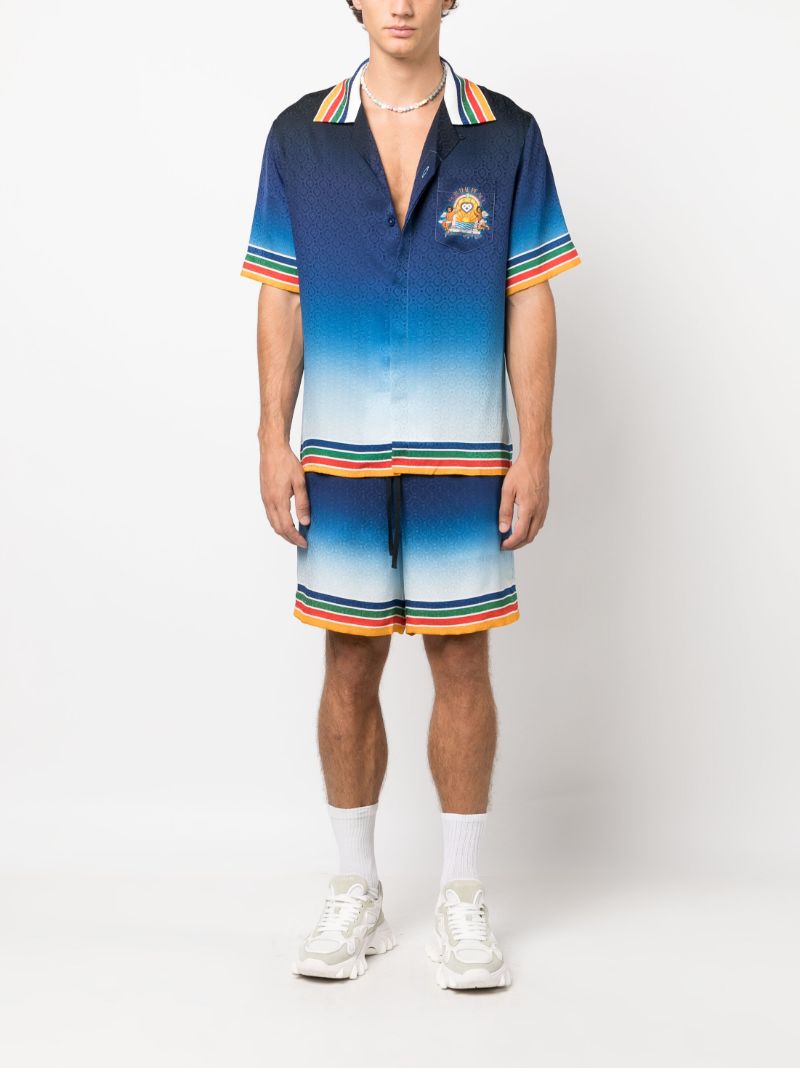 Blue Studio De Musique Silk Bowling Shirt