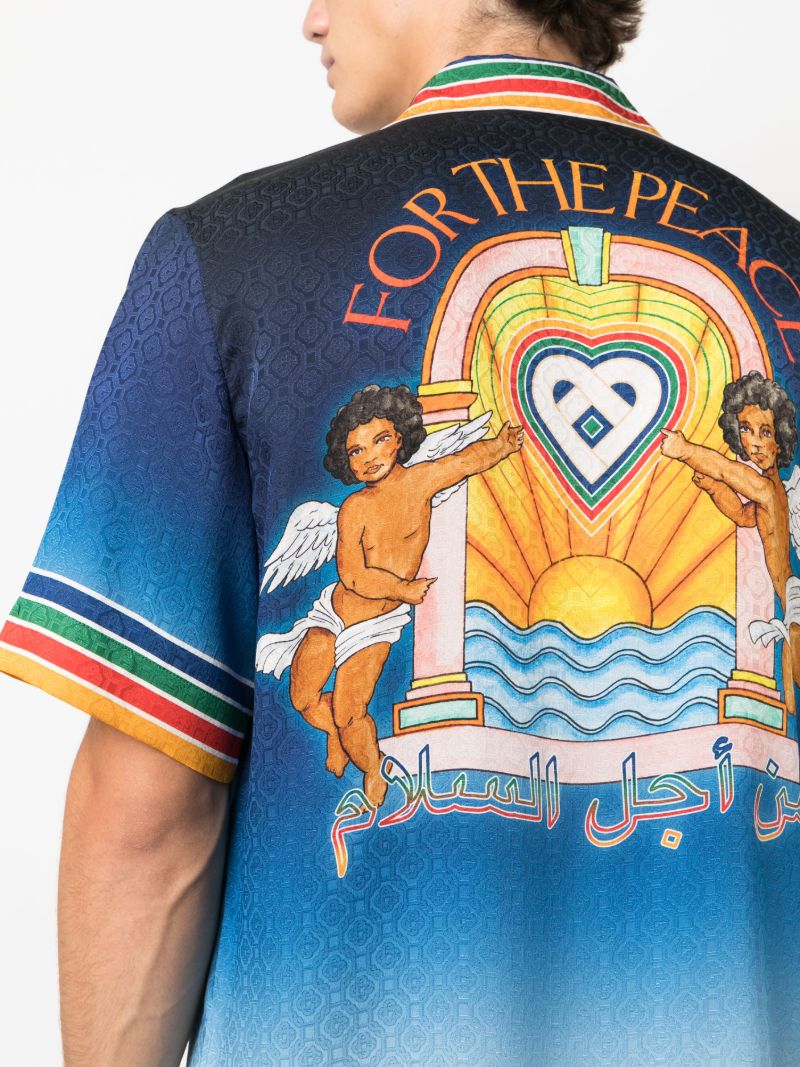 Blue Studio De Musique Silk Bowling Shirt