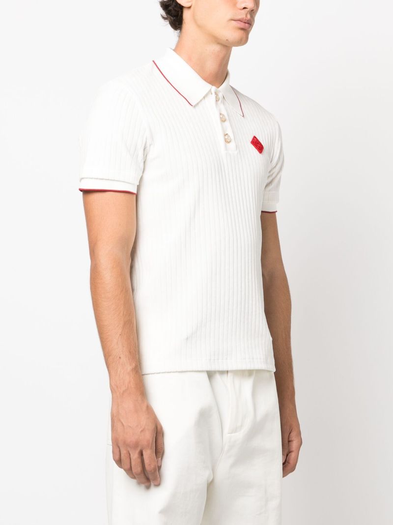 Neutral Logo-patch Ribbed Polo Shirt