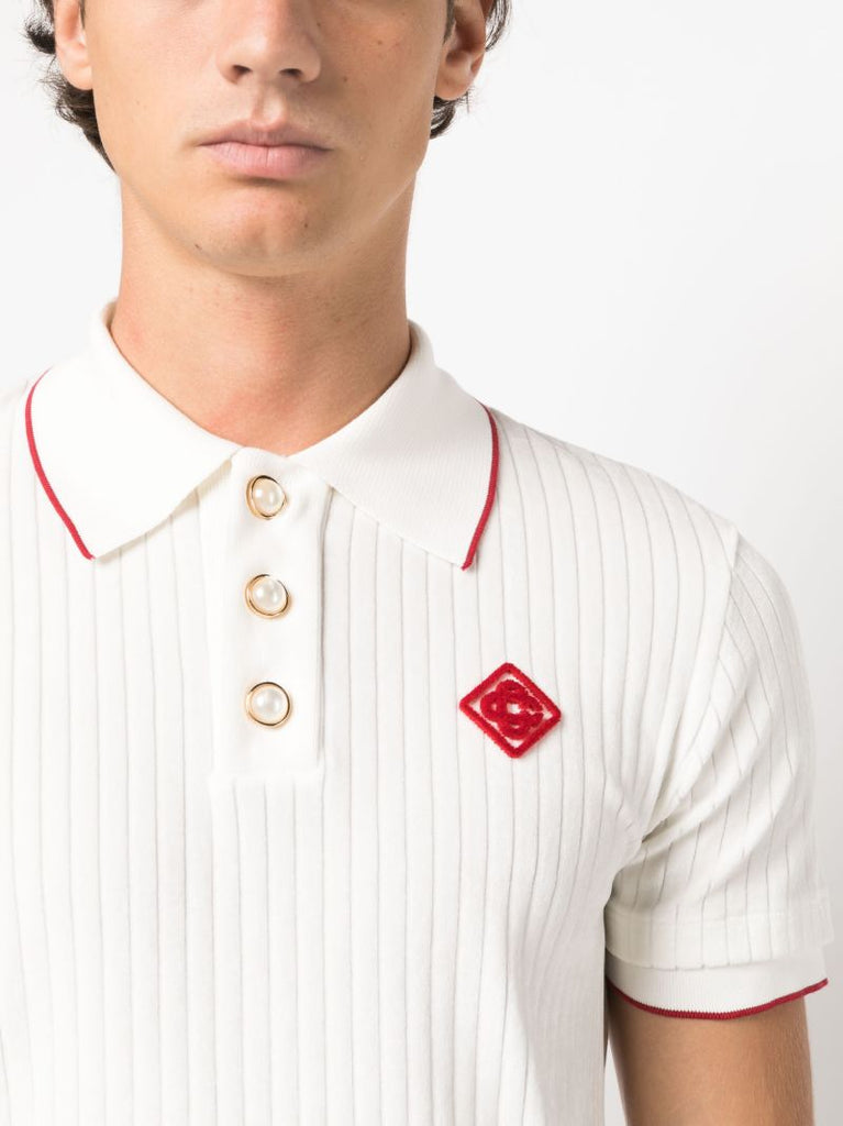 Neutral Logo-patch Ribbed Polo Shirt