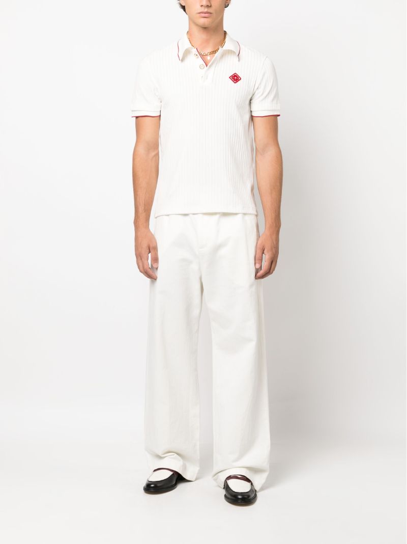 Neutral Logo-patch Ribbed Polo Shirt