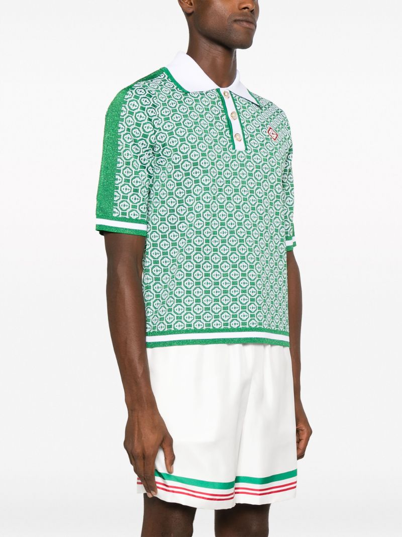 Green Monogram-jacquard Polo Shirt
