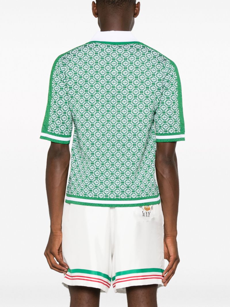 Green Monogram-jacquard Polo Shirt