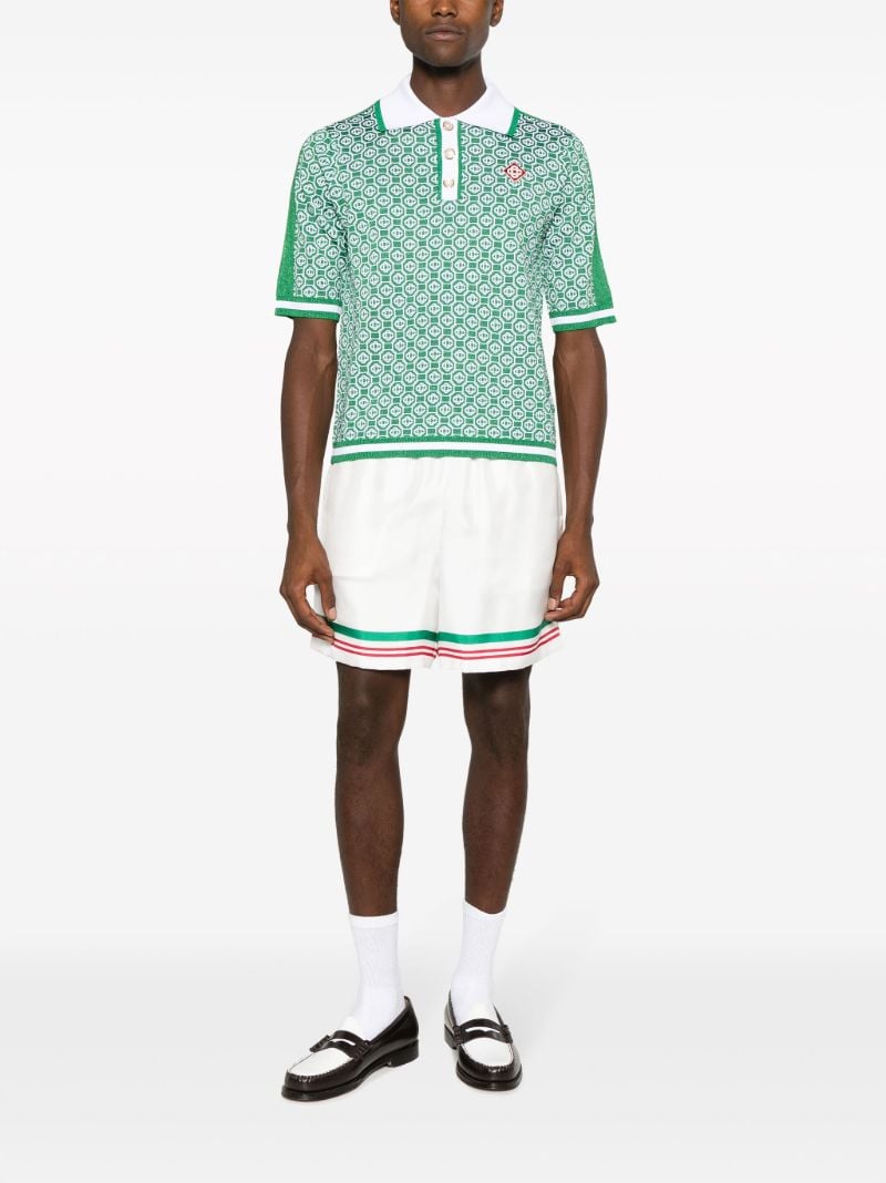 Green Monogram-jacquard Polo Shirt