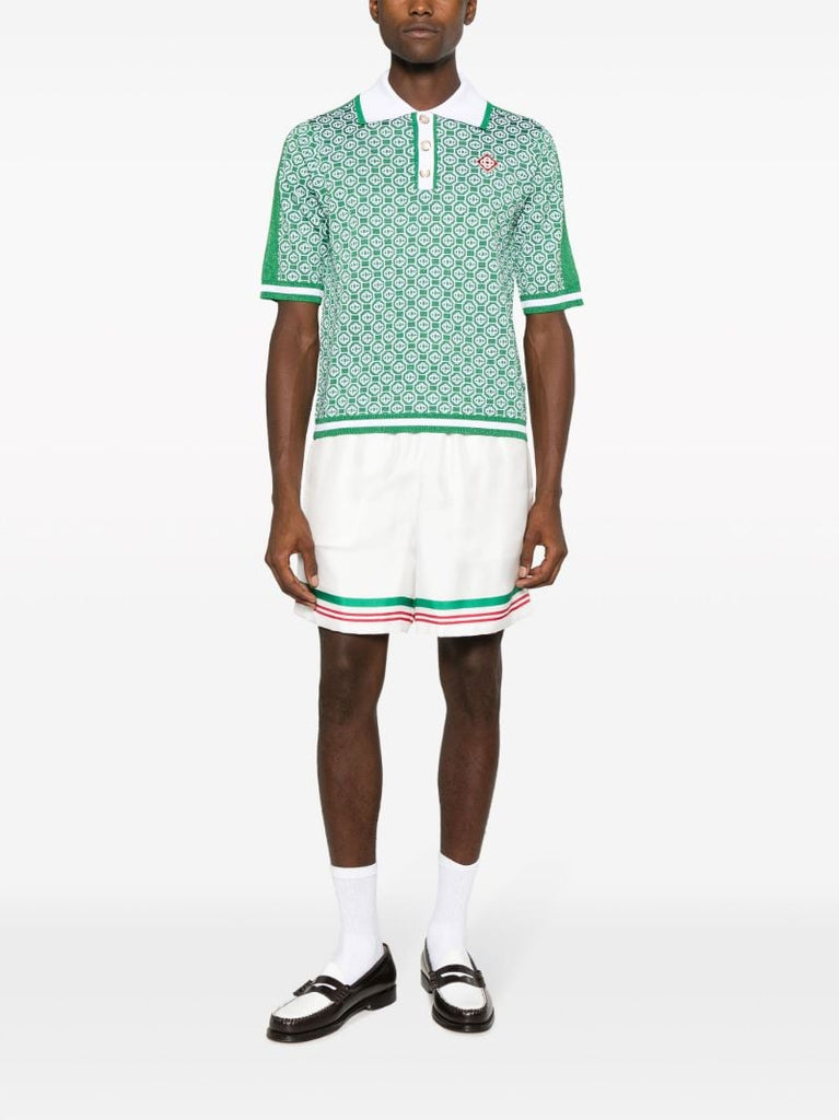 Green Monogram-jacquard Polo Shirt