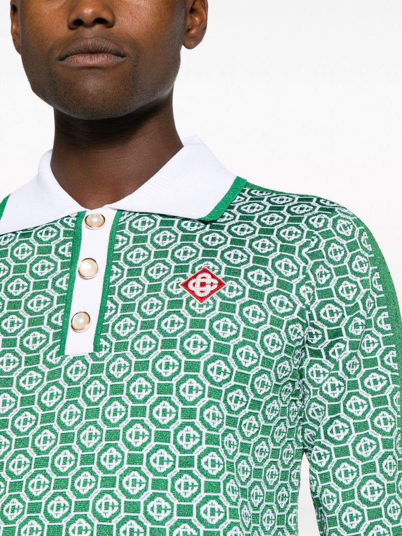 Green Monogram-jacquard Polo Shirt