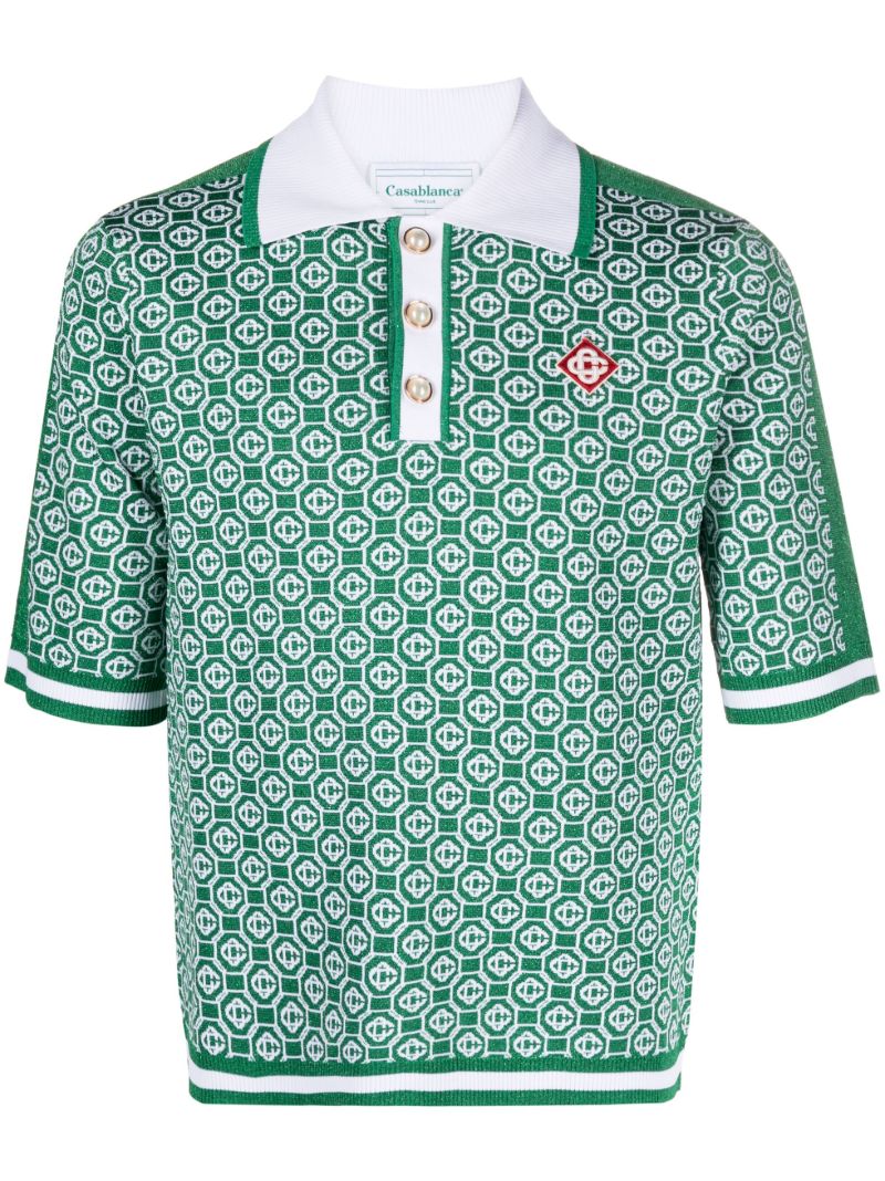 Green Monogram-jacquard Polo Shirt