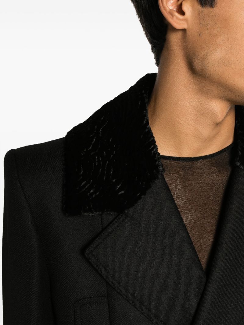 Black Double-breasted Wool Coat