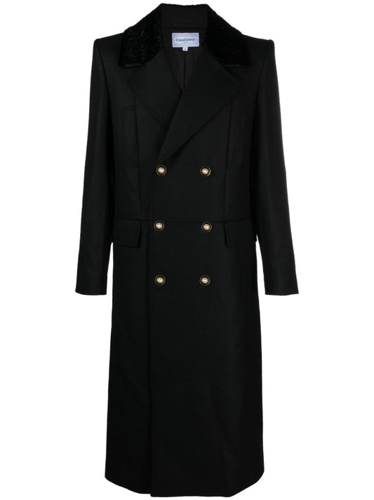 Black Double-breasted Wool Coat