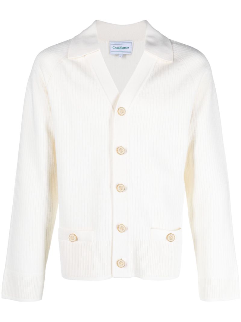 White Rib Knit Cardigan