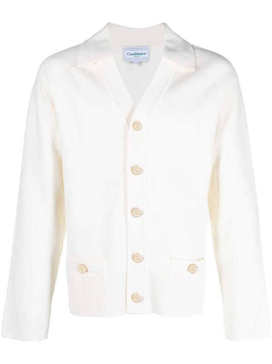 White Rib Knit Cardigan