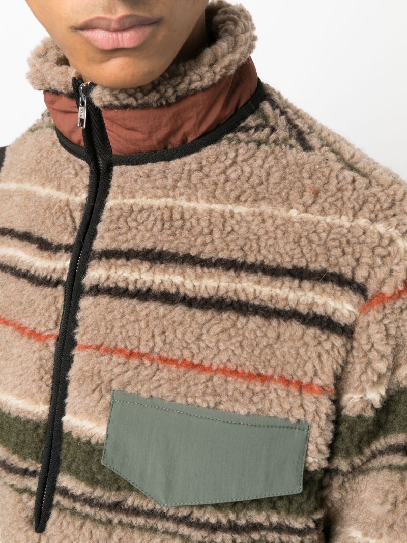Brown Thjorsar Striped Fleece Sweatshirt