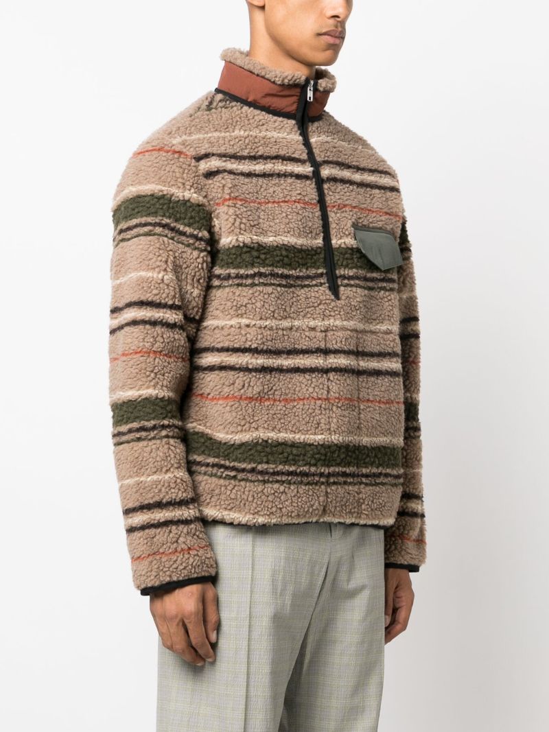 Brown Thjorsar Striped Fleece Sweatshirt