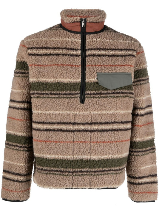 Brown Thjorsar Striped Fleece Sweatshirt