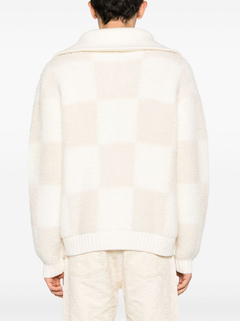 White Checked BouclÃ_x0083_Â© Cardigan