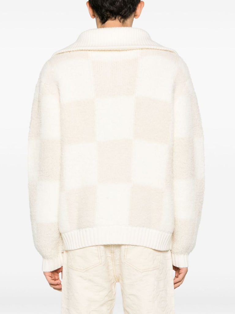 White Checked BouclÃ_x0083_Â© Cardigan