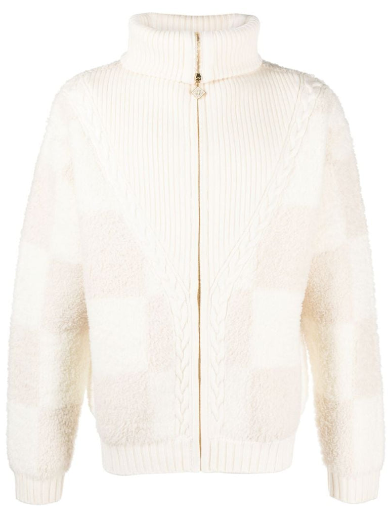 White Checked BouclÃ_x0083_Â© Cardigan