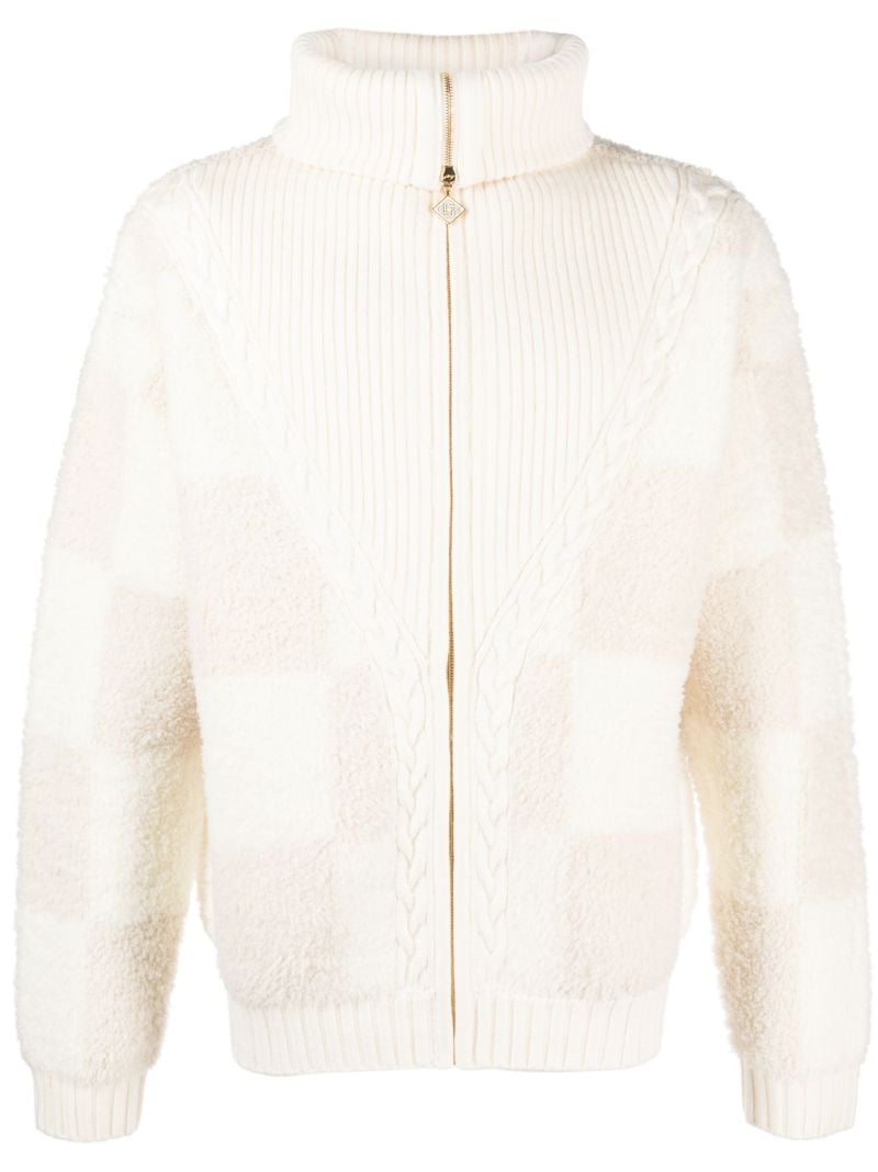 White Checked BouclÃ_x0083_Â© Cardigan