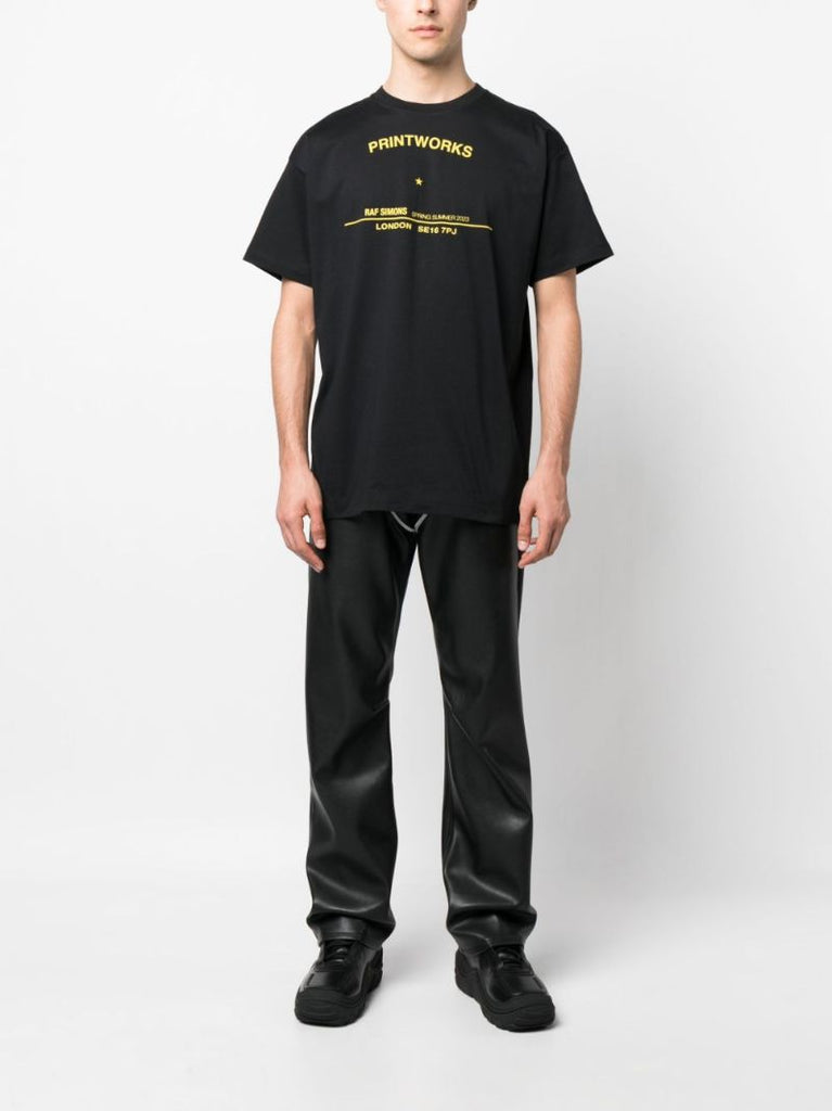 Black Slogan Print Cotton T-shirt