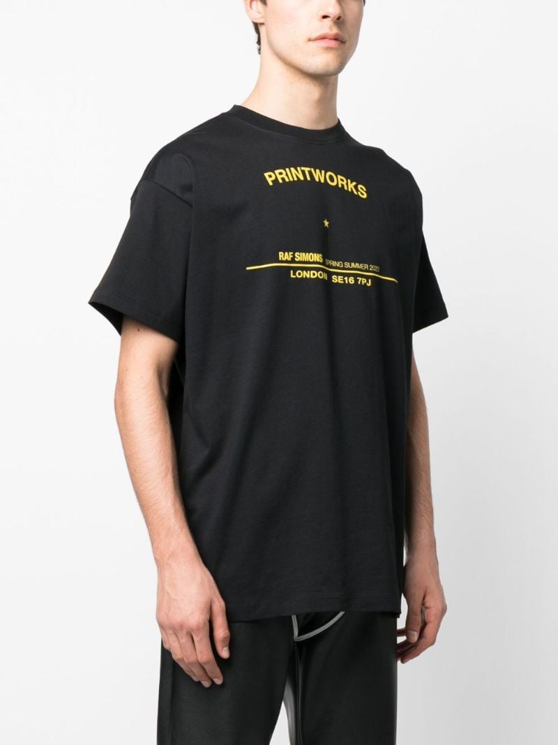 Black Slogan Print Cotton T-shirt