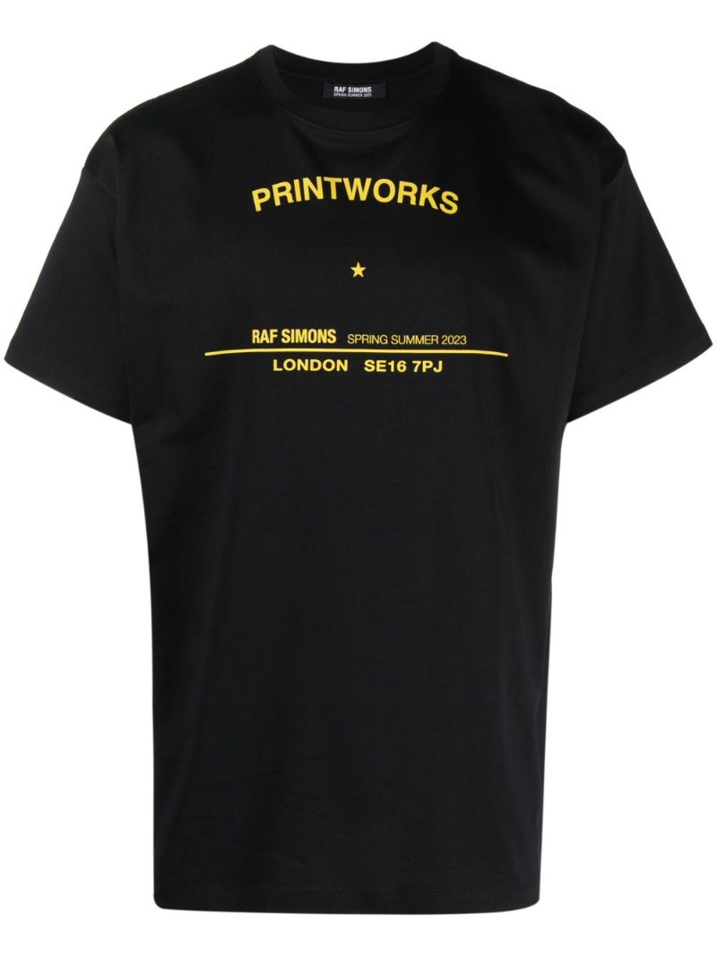 Black Slogan Print Cotton T-shirt