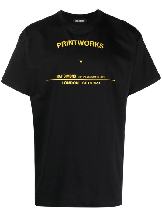 Black Slogan Print Cotton T-shirt
